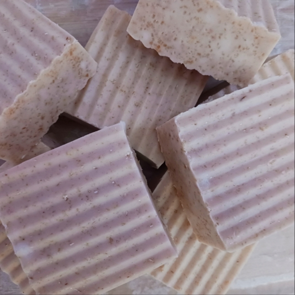 Oatmeal, Honey, and Lavender soap with Rose (pink) clay